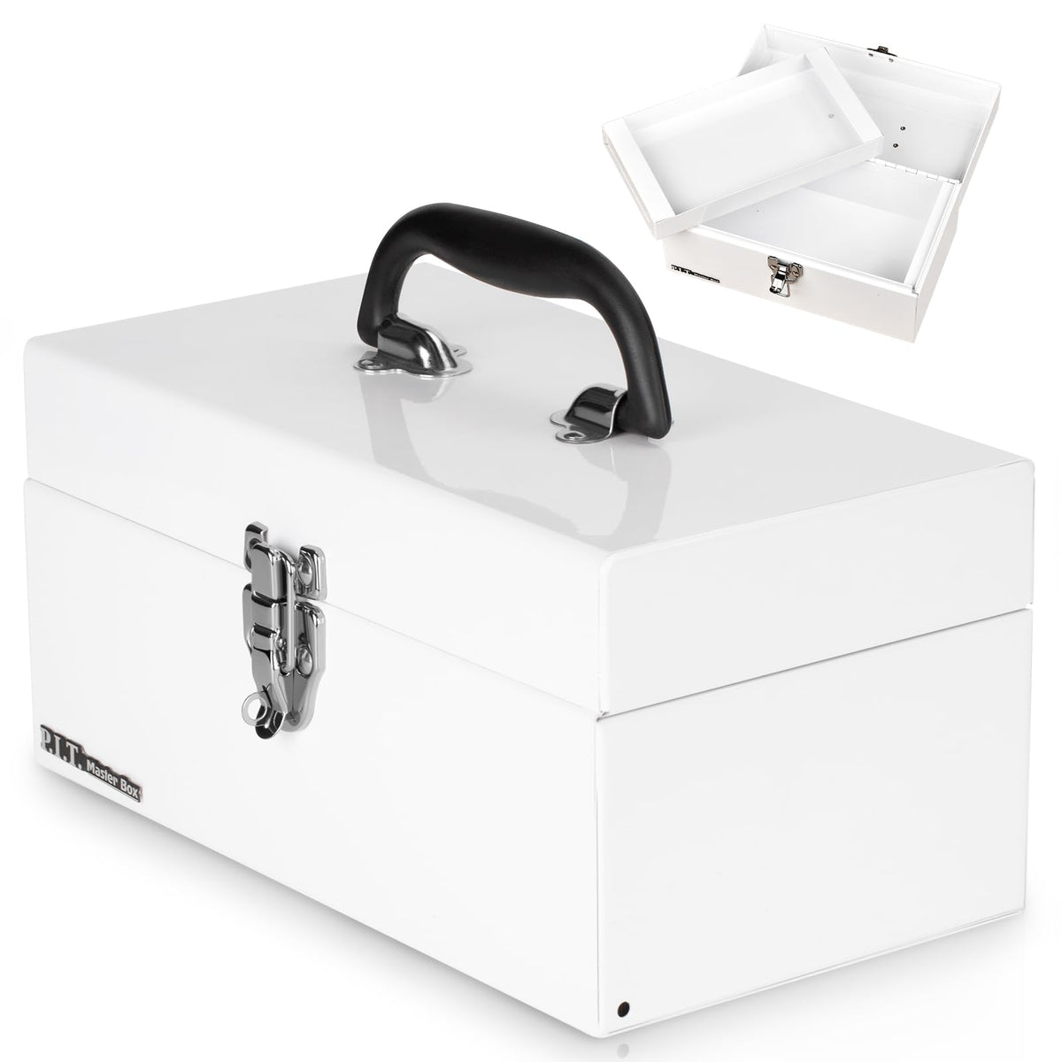P.I.T. Mini Tool Box,3 Drawers Small Metal Toolbox for Tools Storage,White