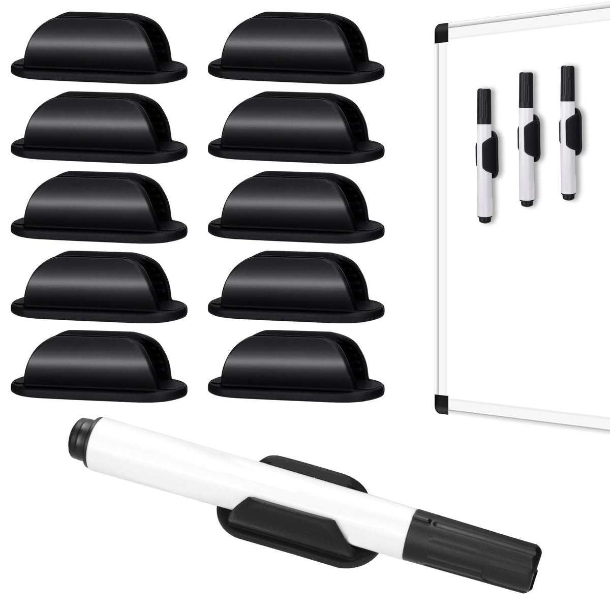 AIERSA Pencil Holder for Desk,10Pcs Pen Holders for Classroom Clipboard Attachment,Silicone Adhesive Pencil Holder for School Student Kids Desk Teacher Office Accessories