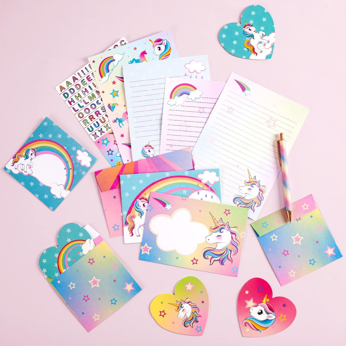 WERNNSAI 72 PCS Space Kids Stationery Paper and Envelopes Set for Boys