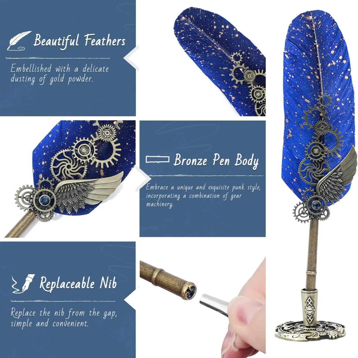 Retro Style Writing Pen Set, Specialty Pen, Aesthetic Pens, Unique Pens, Ink Set, 1 Set Exquisite Feather Writing Pen & Handmade Wax Set, Mother's Day Gifts, Writing Stationery Gift for School Office Home Dormitory, Set with Pen