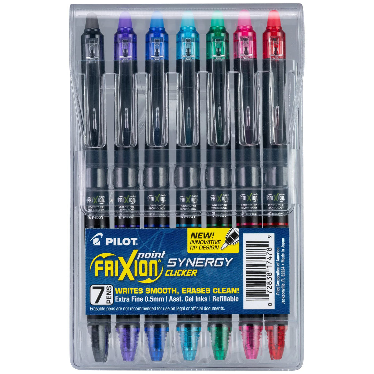 PILOT FriXion Synergy Clicker Erasable Pens, Pack of 10, Assorted Colors