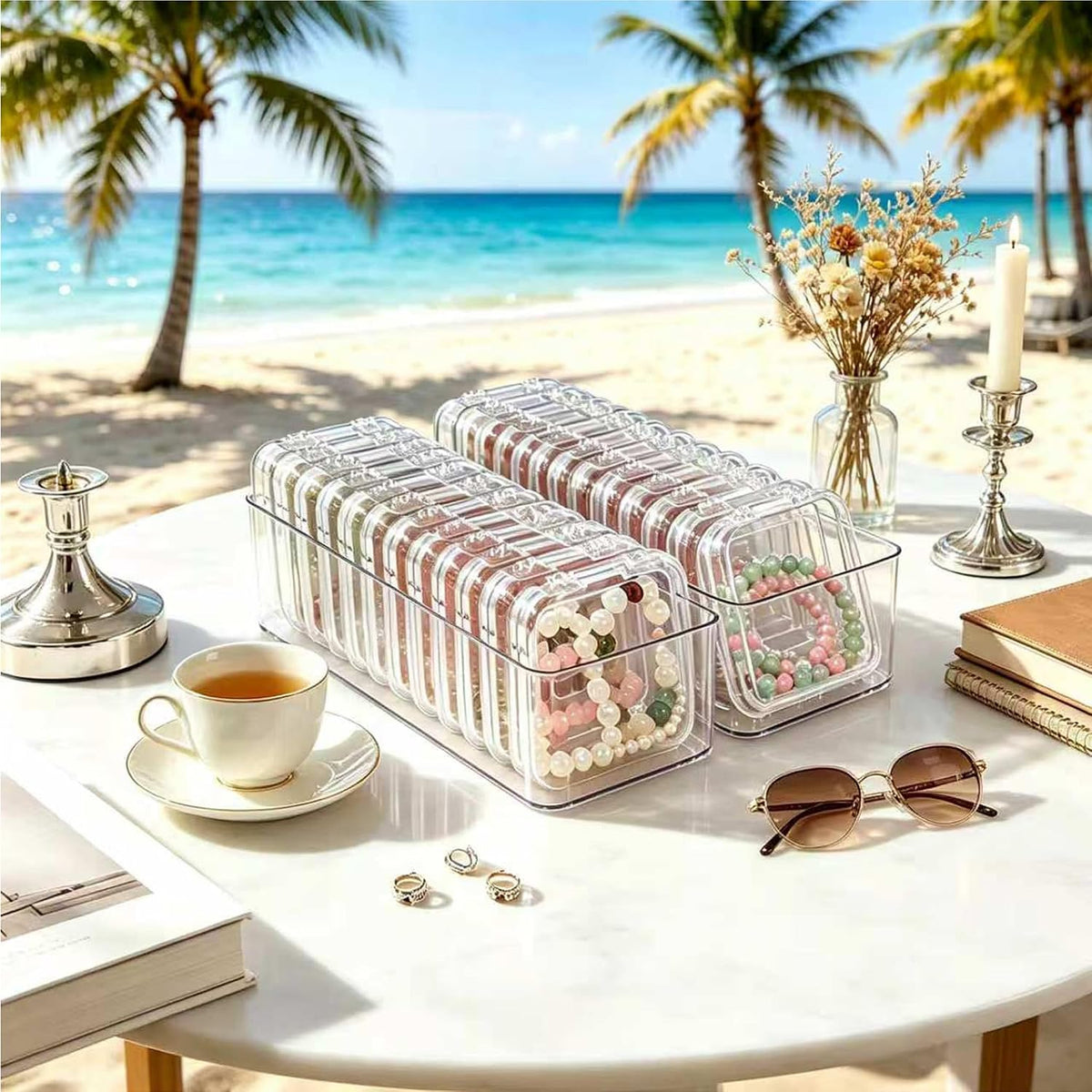 13-Piece Acrylic Jewelry Box Set, Clear Organizer Case