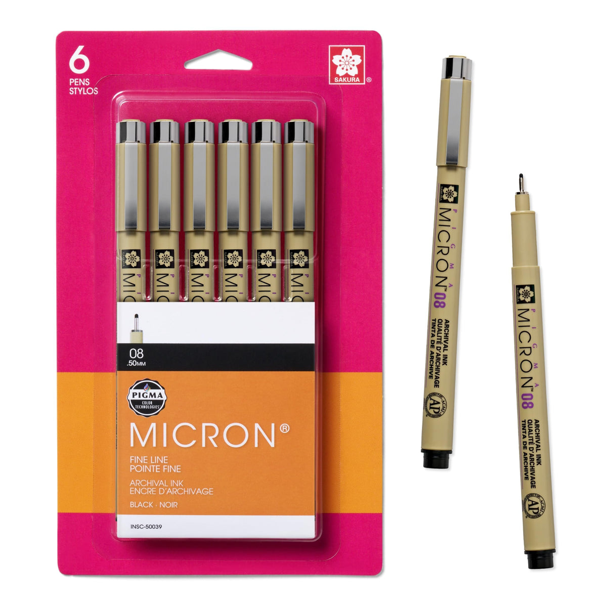 Sakura Pigma Micron Fineliner Pens - Archival Black Ink Pens - Pens for Writing, Drawing, or Journaling - Black Ink - 05 Point Size - 6 Pack