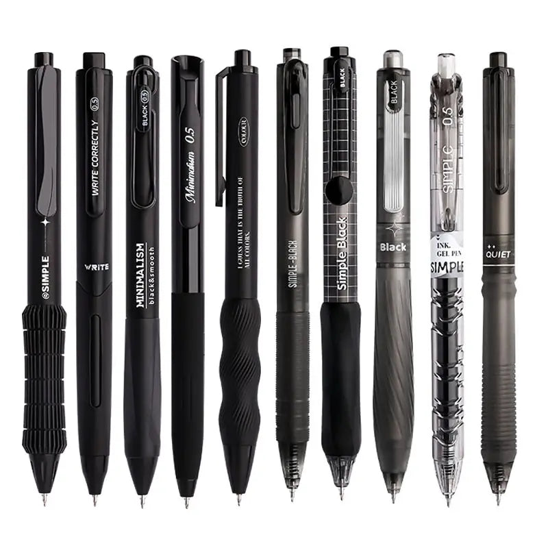 10pcs/set Retractable Quick-Dry Black Ink Gel Pens, Student School Writing Pen, College Student Pen, Note Taking Pens, Office Stationery & Supplies #GLOBAL PICKS