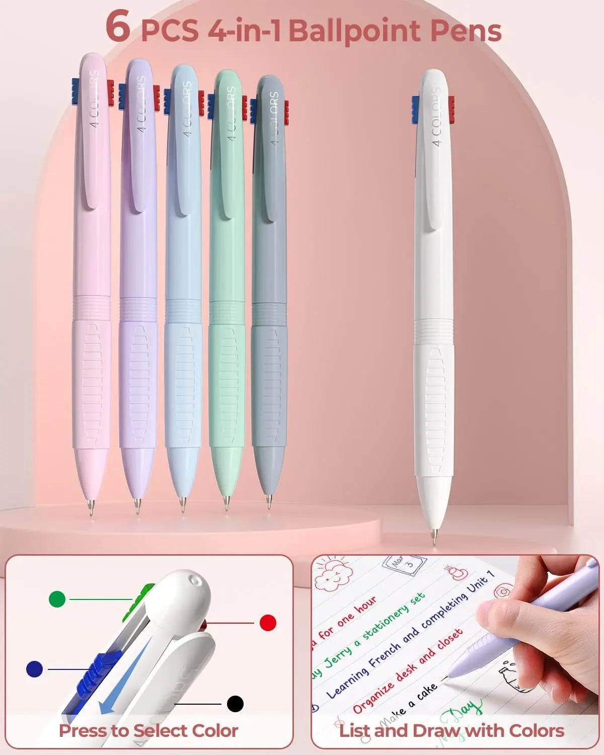 【Buy 1 Get Gift】back to school shopping Four Candies 56PCS Aesthetic School Supplies with Cute Pencil Case,6 Multicolor Pens,12 Pastel Highlighters, 5 Black Ink Gel Pens, 9 Mechanical Pencils for Student Essentials,girly office supplies,Writing Stationery