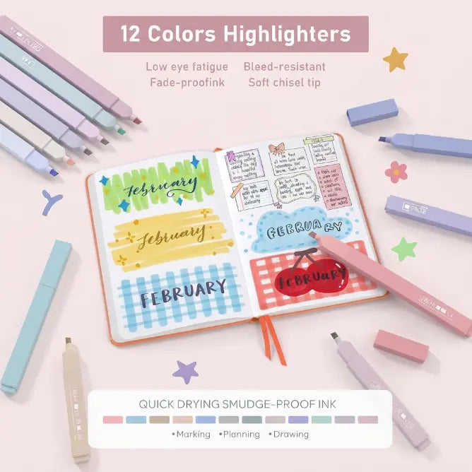 Nicpro Cute Stationery Set (78 PCS) - Back to School Haul with Pink Pencil Pouch, 12 Pastel Highlighters, 12 Color & Black Ink Gel Pens, 10 Mechanical Pencils (0.5/0.7/0.9/2.0mm), 6 Ballpoint Pens for College School Supplies