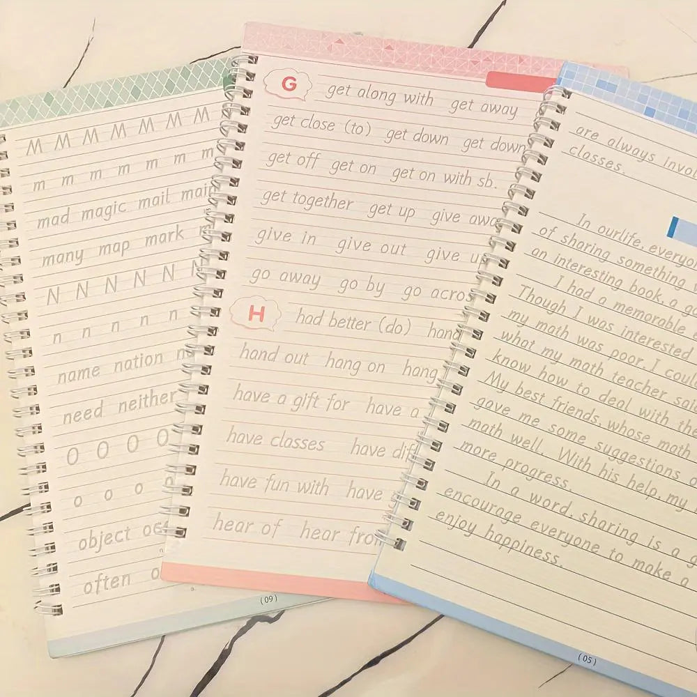 3 Pack English Handwriting Practice Books with Writing Tools, Writing Practice Set, Reusable Calligraphy Letters for Children and Adults, Self-Learning English Writing Aid, Office School Classroom Supplies