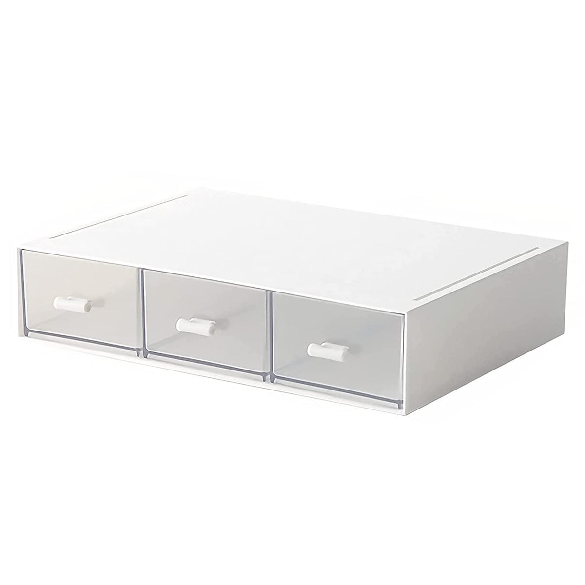 Desk Organizer with Drawers Stackable Storage Drawers, Plastic Compact Desk Storage Box Great for Office School Home Small Space- 1drawers (White)