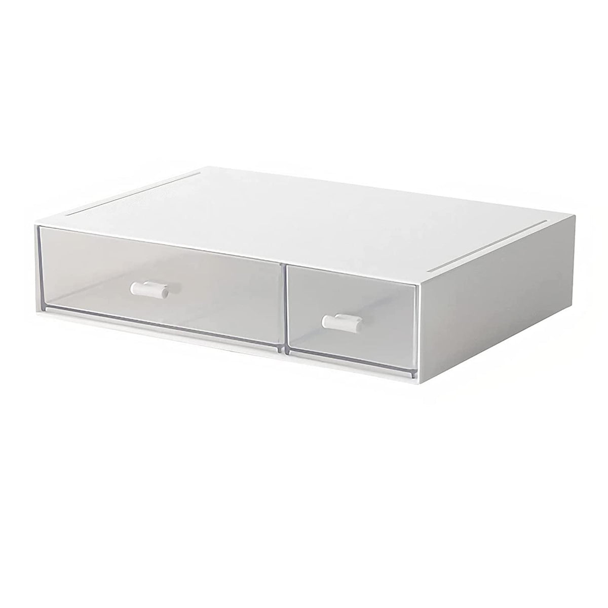 Desk Organizer with Drawers Stackable Storage Drawers, Plastic Compact Desk Storage Box Great for Office School Home Small Space- 1drawers (White)
