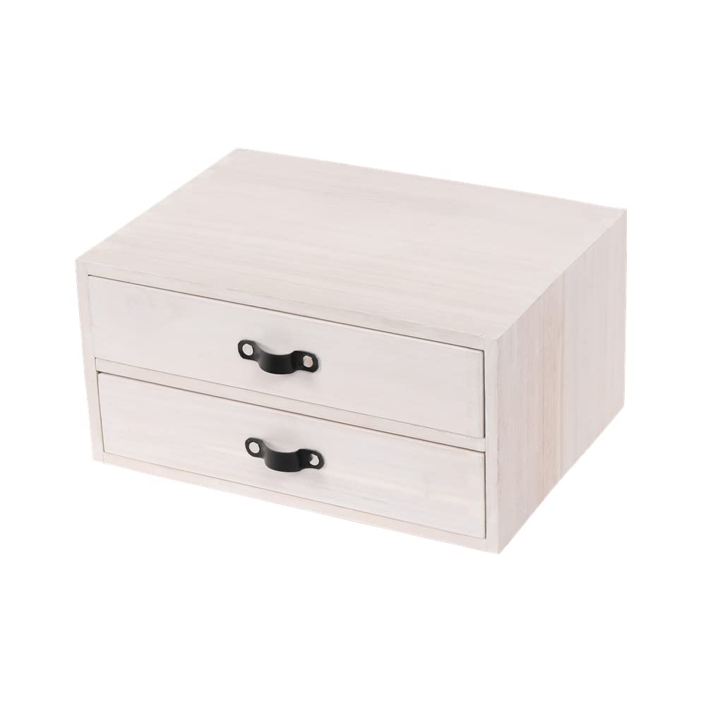 DDYURI Wood 2 Drawer Desktop Organizer Cabinet - Desk Storage Box for Kitchen Counter, Dresser Tabletop - Wooden File Organizer Printer Machine Stand for Office Accessories Chest Dark (FAX2C-DK)