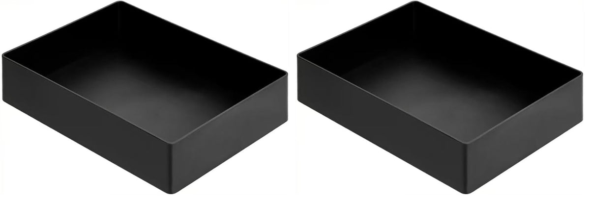 Amazon Basics Rectangular Plastic Desk Organizer with Storage Trays, Accessory Tray for Office Supplies and Pen Holder, 9.4 x 6.7 x 2 inch, Black