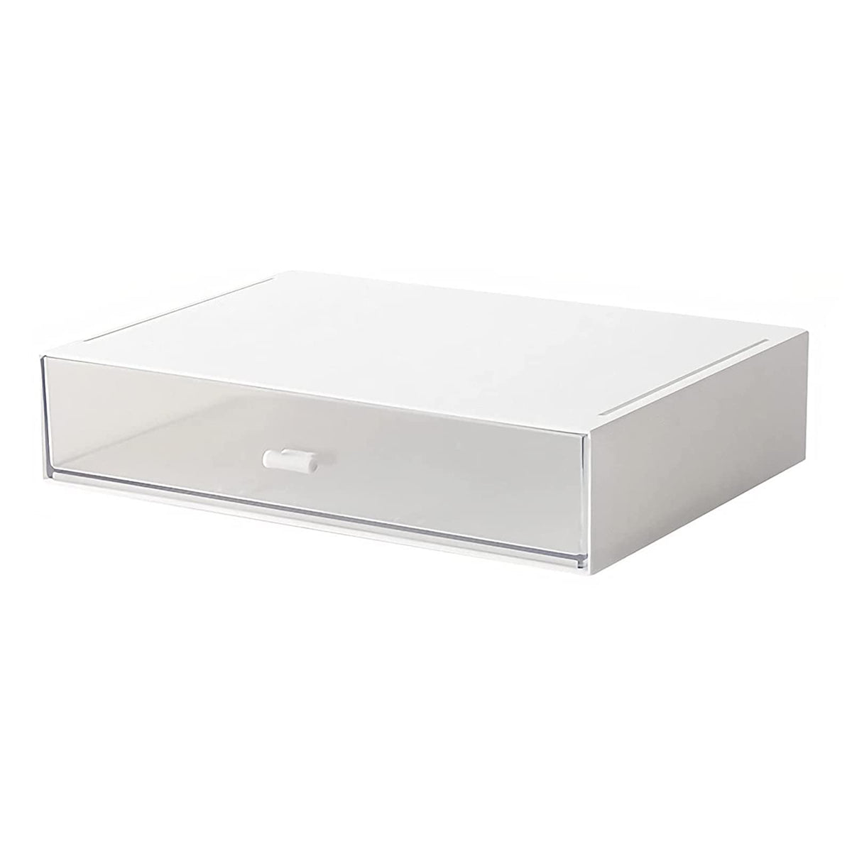 Desk Organizer with Drawers Stackable Storage Drawers, Plastic Compact Desk Storage Box Great for Office School Home Small Space- 1drawers (White)