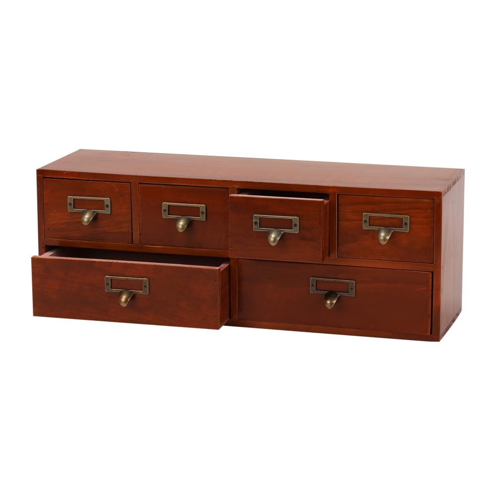 Wooden Drawers Blue Wood Desktop Organizer with Drawers