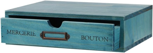 Wooden Drawers Blue Wood Desktop Organizer with Drawers
