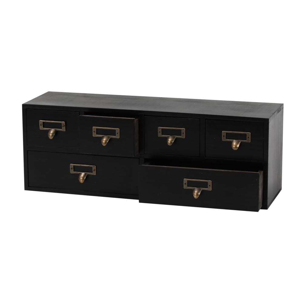 Wooden Drawers Blue Wood Desktop Organizer with Drawers