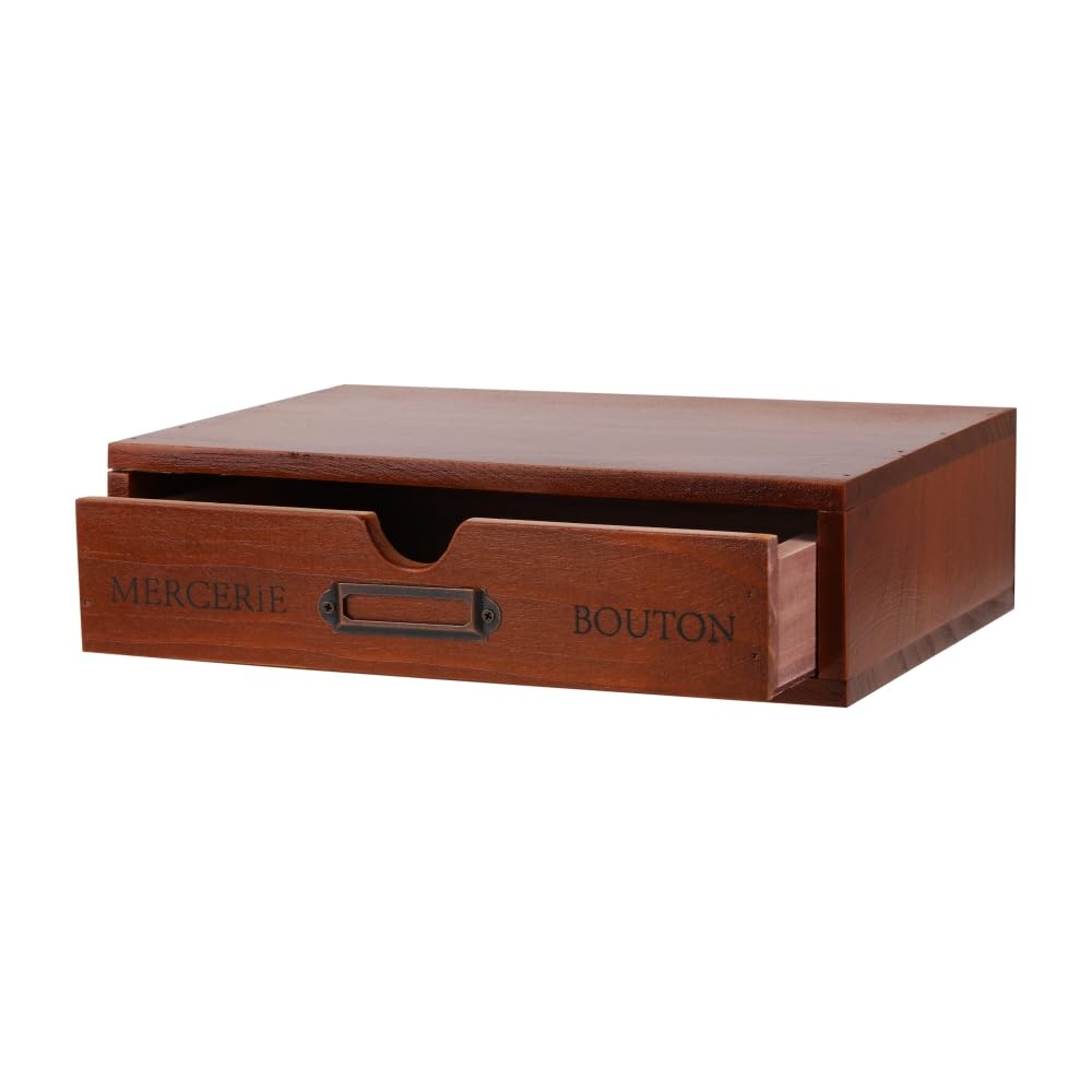 Wooden Drawers Blue Wood Desktop Organizer with Drawers