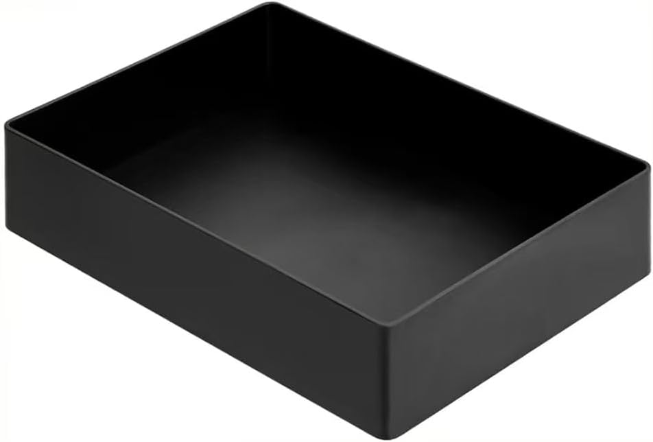 Amazon Basics Rectangular Plastic Desk Organizer with Storage Trays, Accessory Tray for Office Supplies and Pen Holder, 9.4 x 6.7 x 2 inch, Black