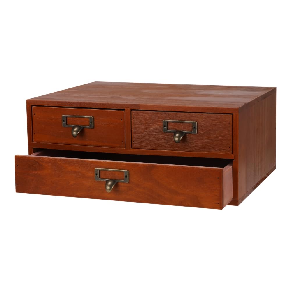 Wooden Drawers Blue Wood Desktop Organizer with Drawers