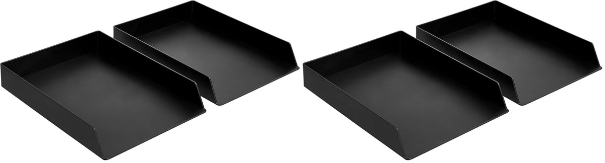 Amazon Basics Rectangular Plastic Desk Organizer, letter size Tray, 2-Pack, 9.7 x 2.2 x 13 inches, Black