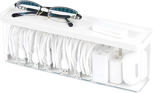 Charger Cable Cord Storage Organizer Box - Easy Storage Without Cable Ties