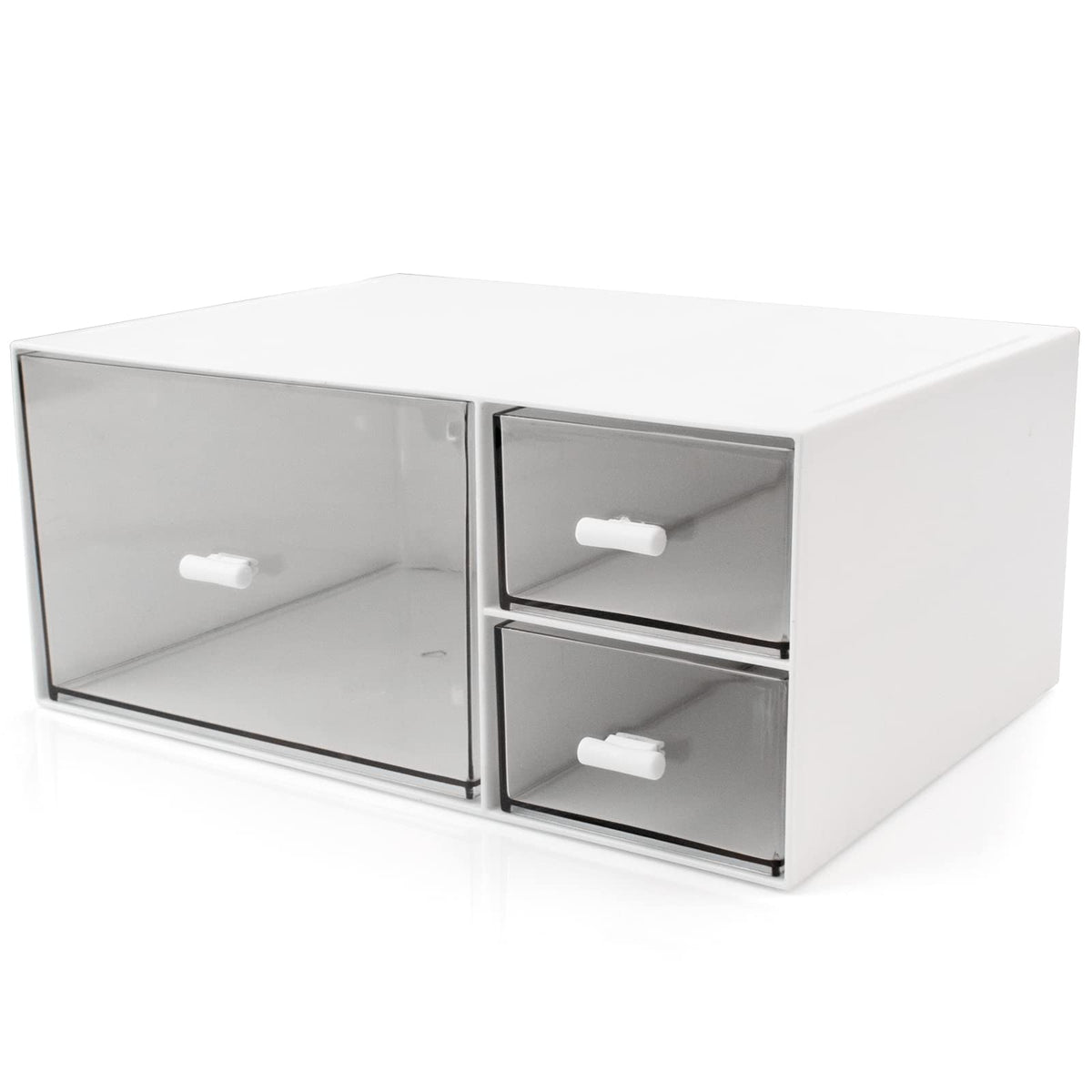 Desk Organizer with Drawers Stackable Storage Drawers, Plastic Compact Desk Storage Box Great for Office School Home Small Space- 1drawers (White)