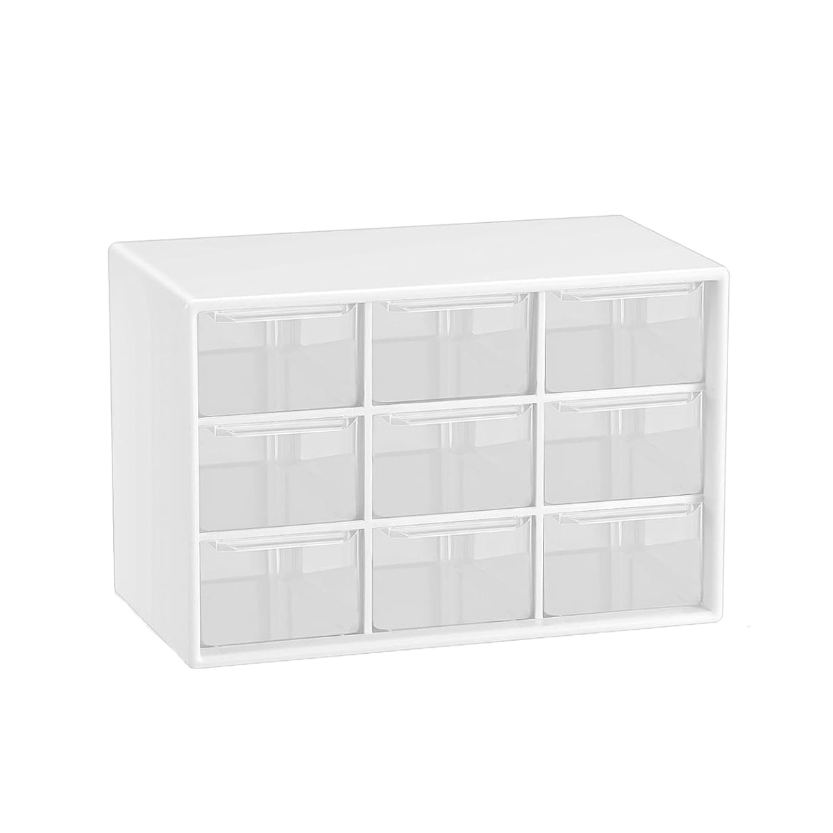 Small Drawer Organizer for Desk, 7.1" x 3. 8" x 4.6" Mini Desktop Drawer Organizer with 9 Clear Drawers, Plastic Desktop Craft Storage Box for Desk Office School Home (White)