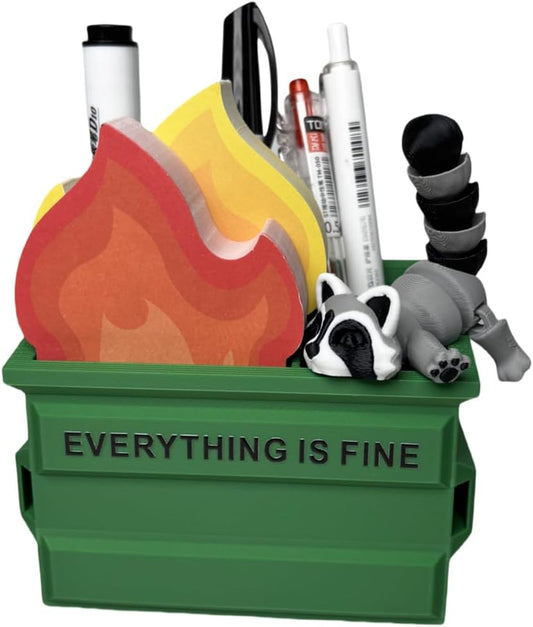 Funny Garbage Can Fire Pen Holder 300 Sticky Notes -Gag Gifts for Coworkers