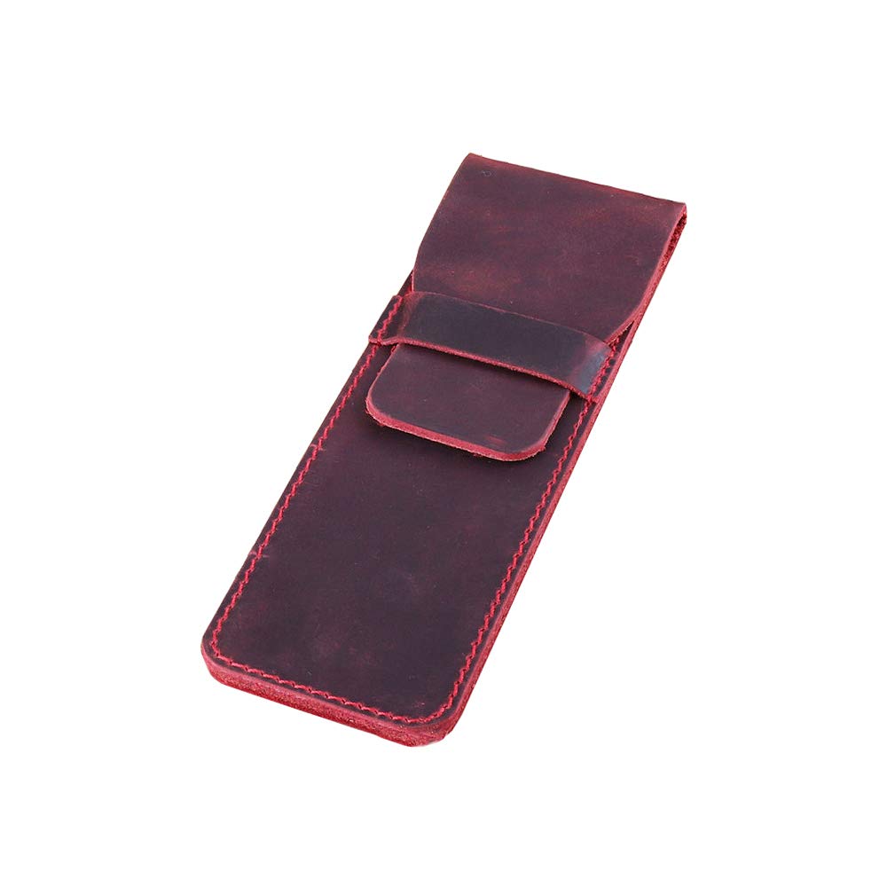 Daimay Leather Pen Case Holder Handmade Fountain Multi Pens Pouch Crazy Horse Leather Pen Protective Sleeve Cover – Black
