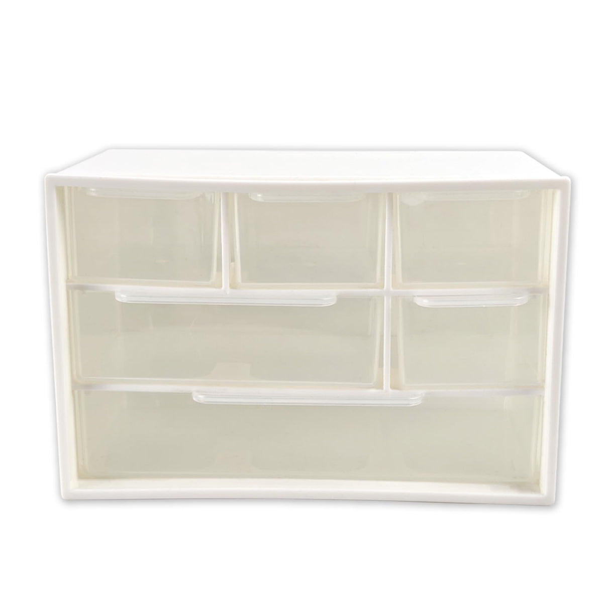 Small Mini Desk Drawer Organizer, 6 Clear Drawers, 7" x 3.9" x 4.7", White