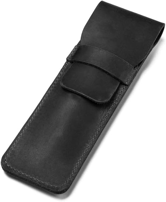 Daimay Leather Pen Case Holder Handmade Fountain Multi Pens Pouch Crazy Horse Leather Pen Protective Sleeve Cover – Black