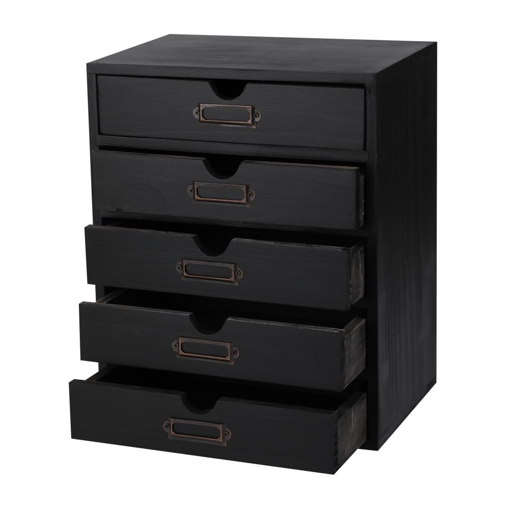 Wooden Drawers Blue Wood Desktop Organizer with Drawers