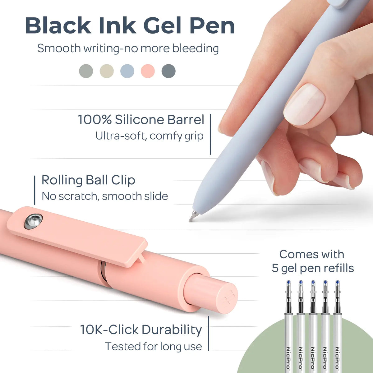 Nicpro Stationary Set - Office Supply Kit with Big Capacity Pen Box Kit, 6 Pastel 0.5-0.7mm Smooth-Writing Mechanical Pencils & Markers for Students (Back to School Hauls Study Supplies)