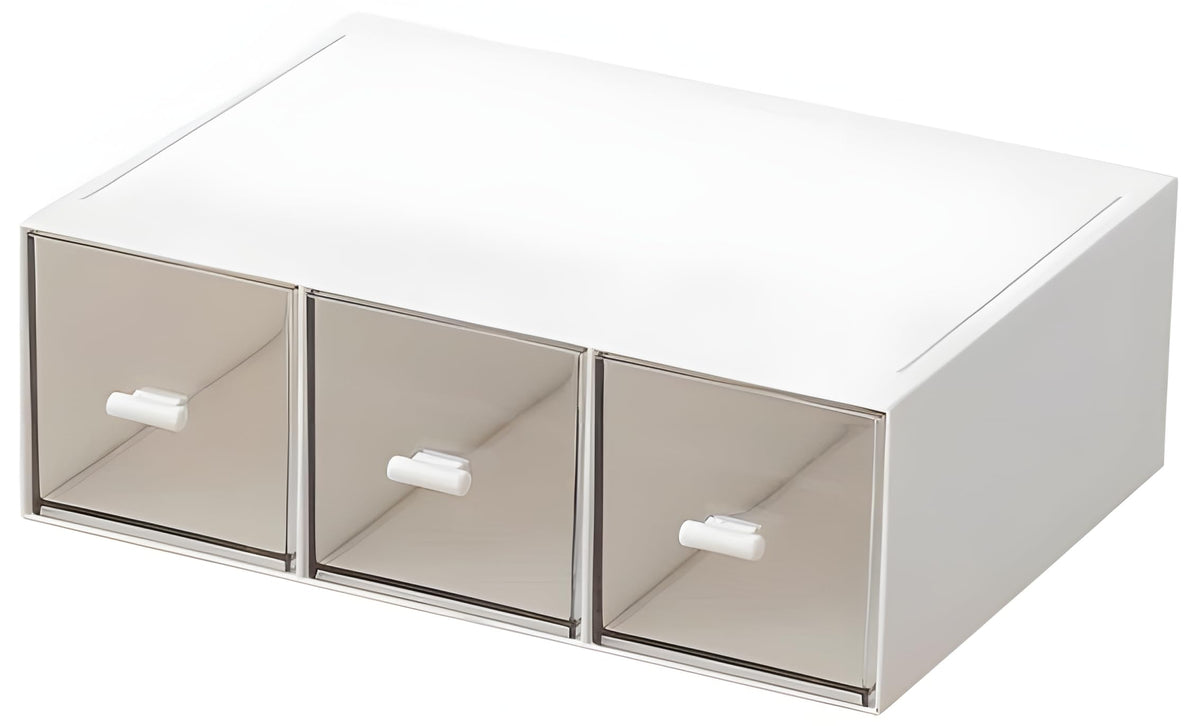 Desk Organizer with Drawers Stackable Storage Drawers, Plastic Compact Desk Storage Box Great for Office School Home Small Space- 1drawers (White)