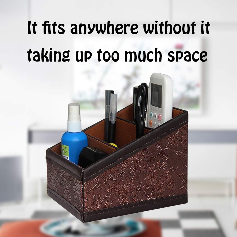 PU Leather Remote Control Holder Storage Container for TV Remote Phone Caddy Eyeglasses