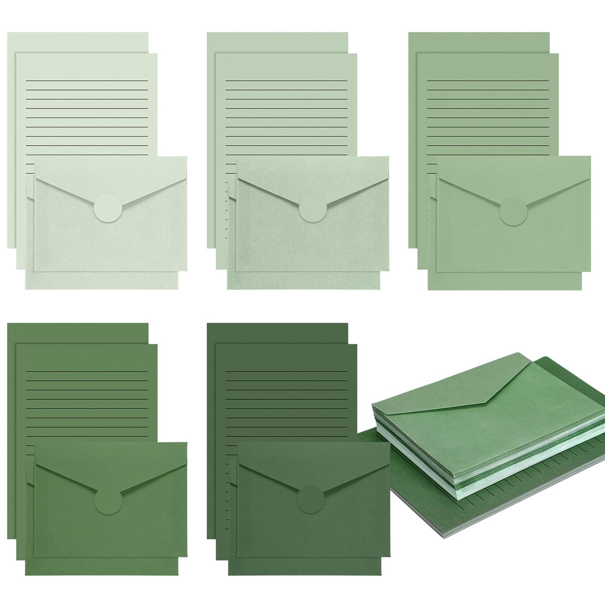 Gilprop 100 Pcs Stationery Lined Stationery Paper and Envelopes,Dusty Rose