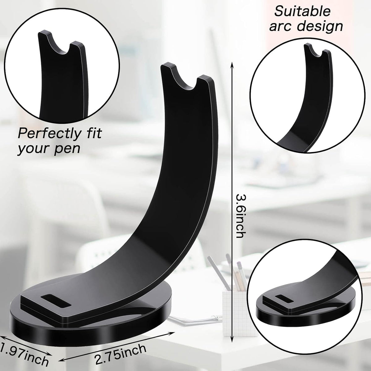 Spakon 2 Pcs Acrylic Pen Display Stand Holder for Desk, Black