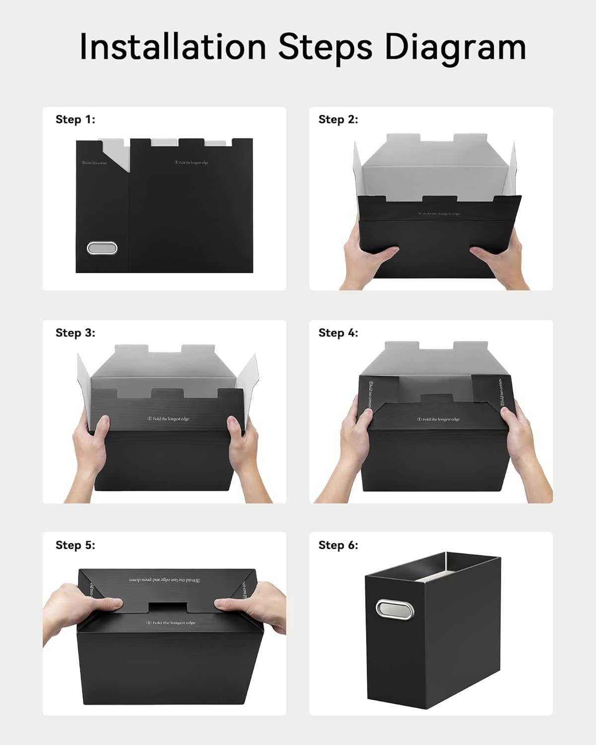 Oterri Portable Collapsible Cardboard File Box with Handle for Letter-Size