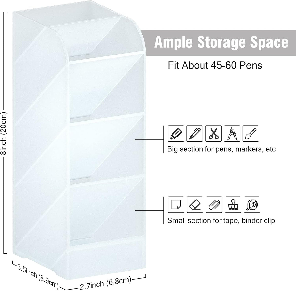 Asten Pen Holder, Pencil Holder for Desk, Pen Organizer (Clear, 3 Pack)