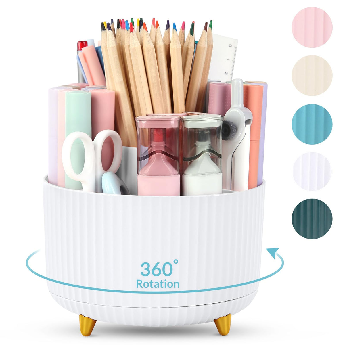 SKYDUE 360 Degree Rotating Desk Organizer, Pencil Pen Holder for Desk
