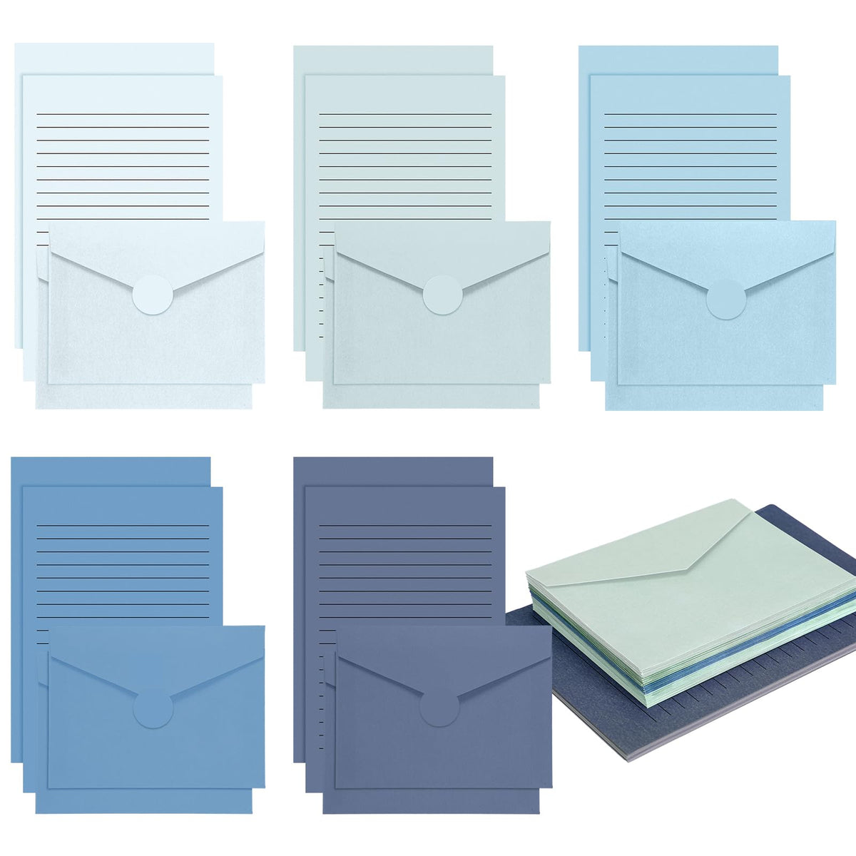 Gilprop 100 Pcs Stationery Lined Stationery Paper and Envelopes,Dusty Rose