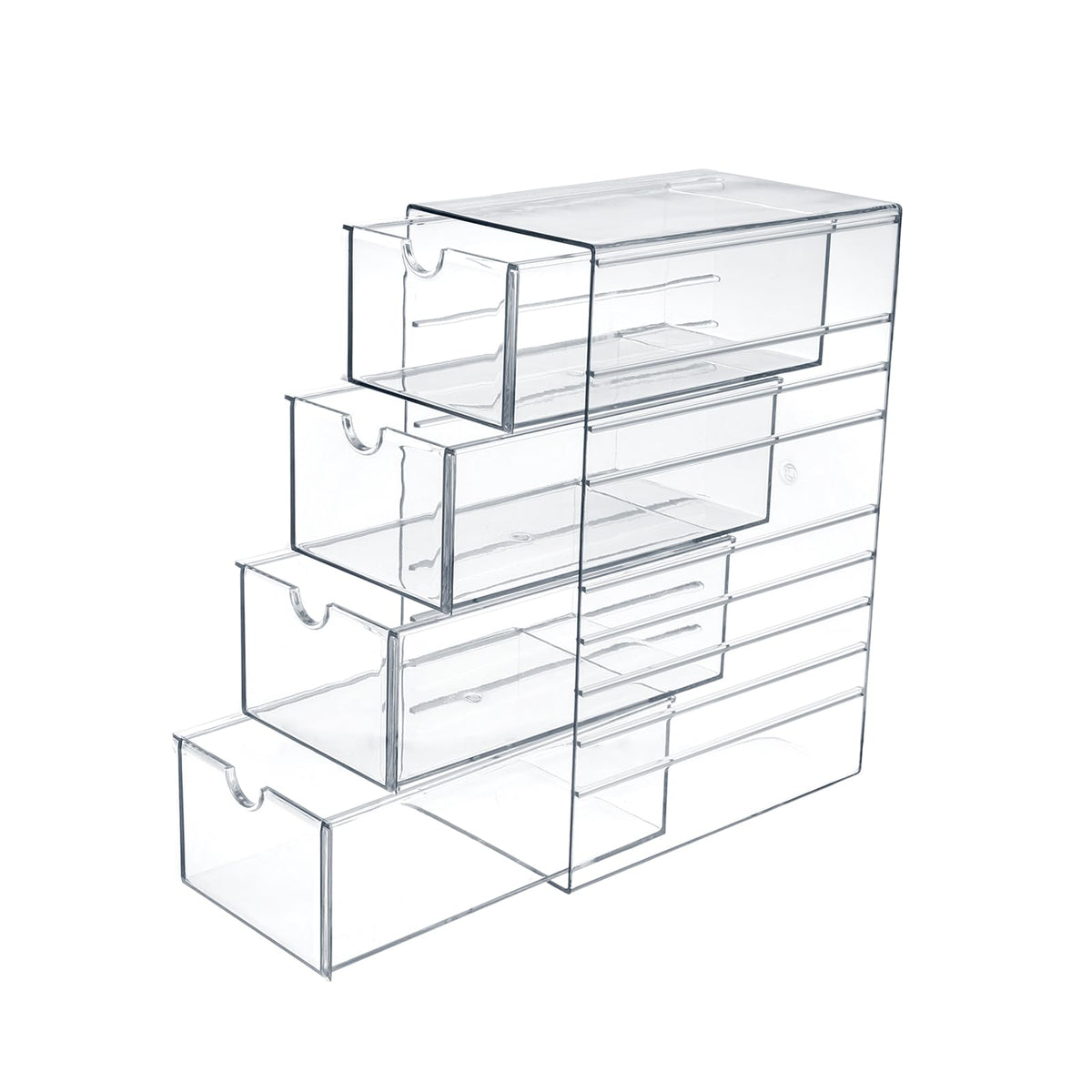 Hipiwe Plastic Drawer Organizer Desktop Storage Box with 6 Pull Out Drawers