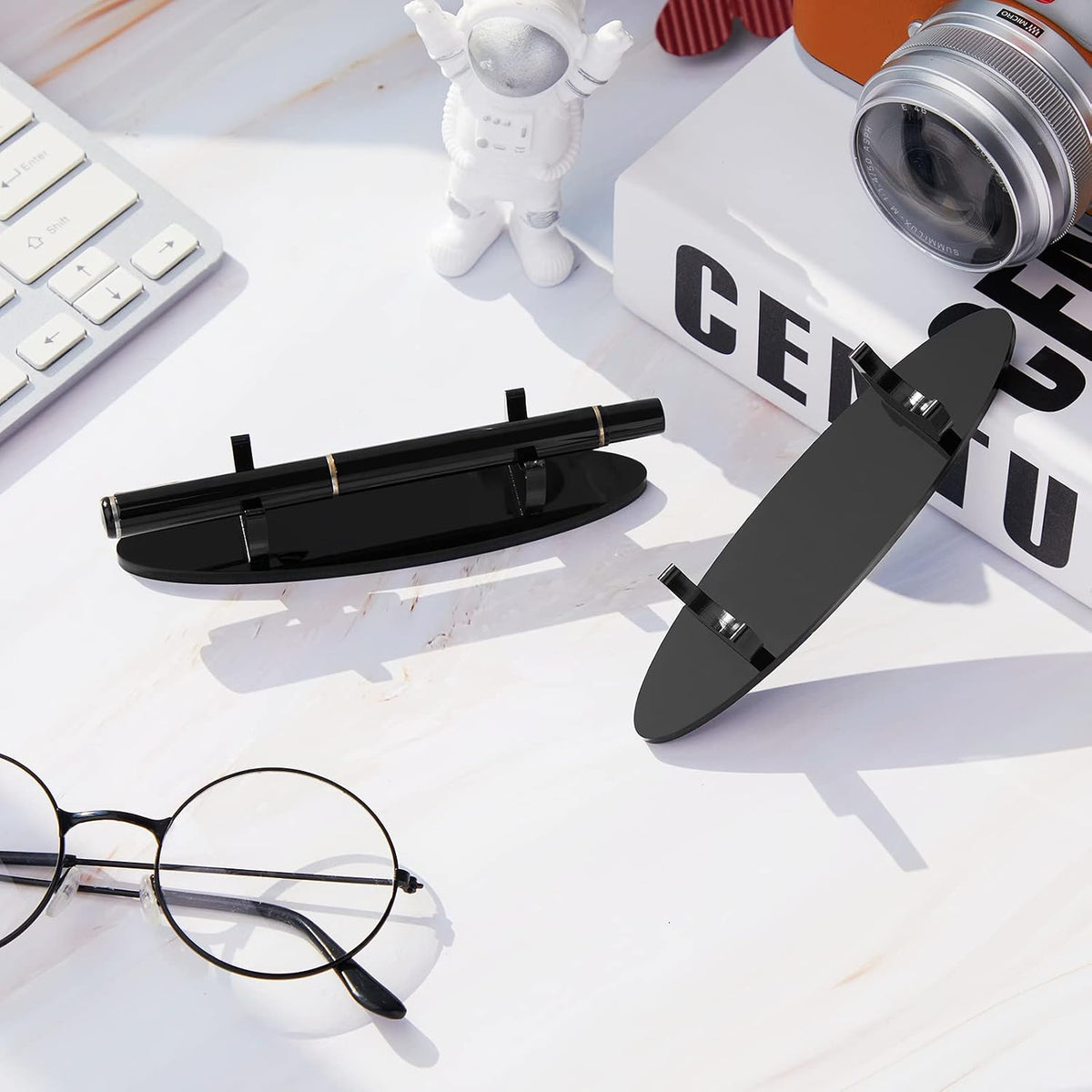Spakon 2 Pcs Acrylic Pen Display Stand Holder for Desk, Black