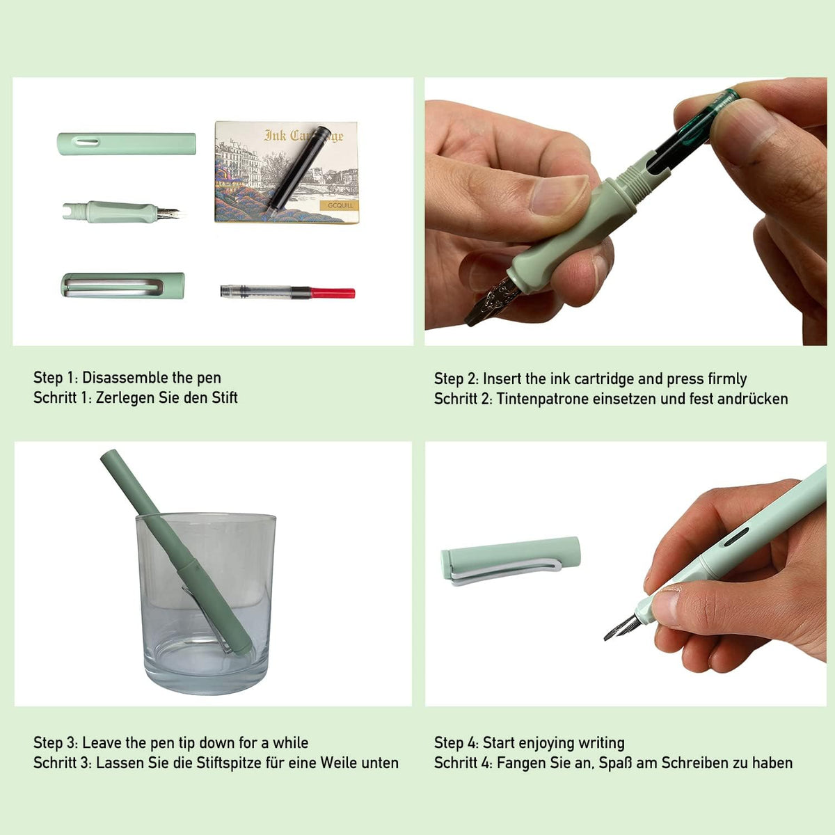 Calligraphy Fountain Pen Set- 7 with Different Nibs and 40 Ink Cartridges for Beginners- MU-09