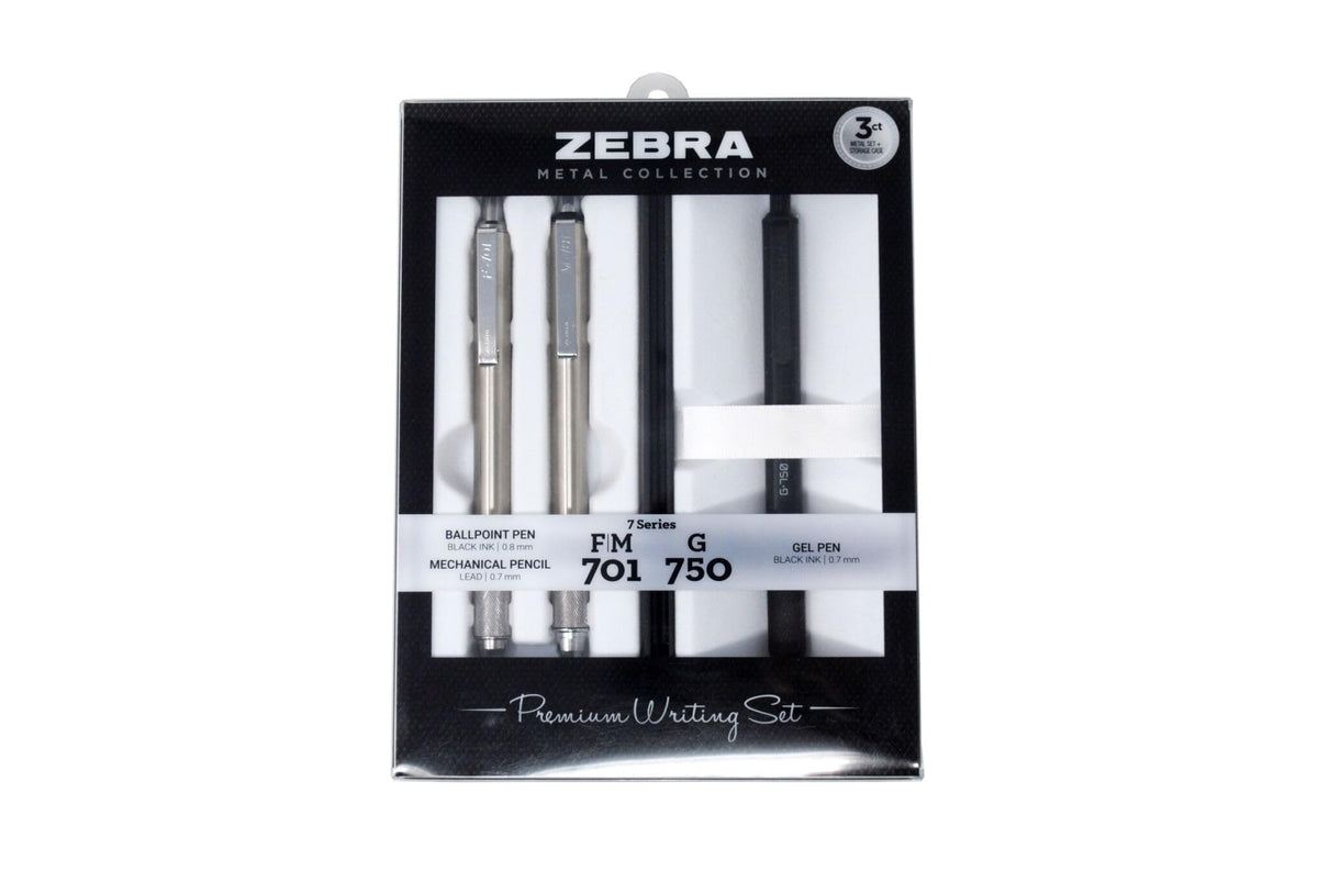 Zebra Pen STEEL G-750 & M-701 Retractable Pen and Pencil Gift Set, 2-Pack