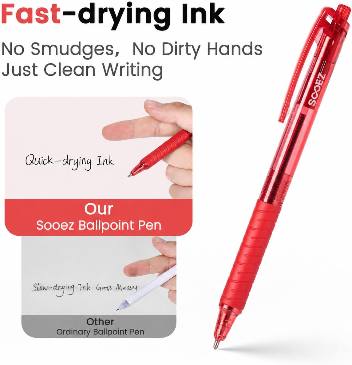 Sooez 60 Pack Bulk Pens Ballpoint, Smooth Writing Pens with Soft Grip