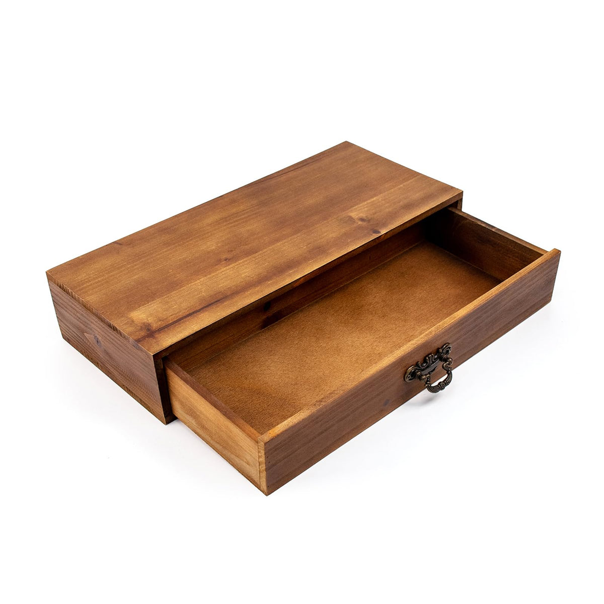 Desk Organizer with Drawers Light Brown Vintage Wood Desktop Storage Box
