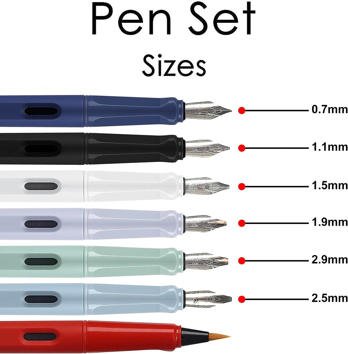 Calligraphy Fountain Pen Set- 7 with Different Nibs and 40 Ink Cartridges for Beginners- MU-09