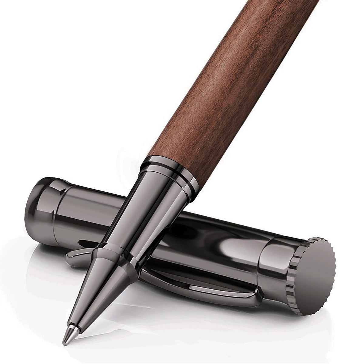 WEMATE Wood Rollerball Pen Set, Nice Pen for Men, Fancy Look - Black Oak