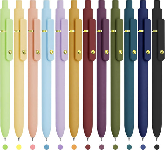 UIXJODO Colored Pens, 12 Pcs Colorful Pens Fine Point Smooth Writing Pen, 0.5mm Colored Ink Gel Pen for Journaling Note Taking, School Supplies Gifts for Women (12 Pcs Gold Vibrant and Vintage)