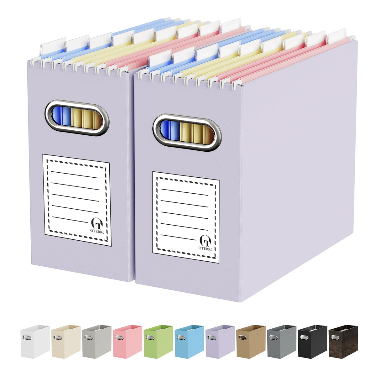 Oterri Portable Collapsible Cardboard File Box with Handle for Letter-Size